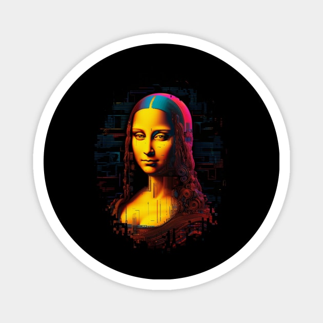 Digital Renaissance Mona Lisa AI Generated Glitch Art Magnet by Brobocop